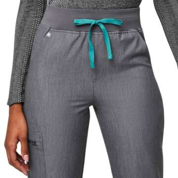 FIGS Zamora High Waisted Jogger Style Scrub Pants for Women - Graphite, Regular S