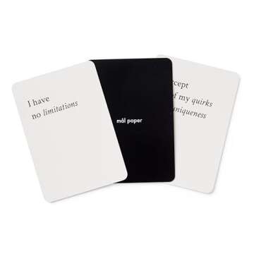 Mal Paper Affirmation Card Deck - 52 Pack | Great for Mindfulness Challenge, Mantras, Meditation Tools, Inspirational Cards and as a Positive Thinking Tool | Gratitude Card Gifts for Men and Women