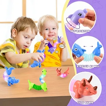 Delighkidz Fidget Toys: 6 Pack LED Animal Fun for Kids
