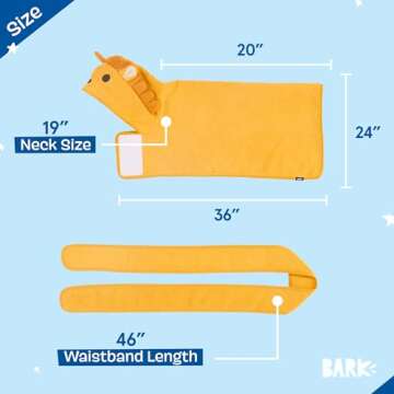 BARK Dog Bathrobe - Fast Drying Bathrobe with Velcro Closure & Wrap Tie Snuggle, Cute Dog Clothes, Easy to Clean, Machine Washable, Dog Coats for Medium Dogs, Tumble Dry Low | Lion, Medium
