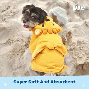 BARK Dog Bathrobe - Fast Drying Bathrobe with Velcro Closure & Wrap Tie Snuggle, Cute Dog Clothes, Easy to Clean, Machine Washable, Dog Coats for Medium Dogs, Tumble Dry Low | Lion, Medium