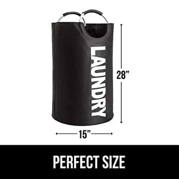 Gorilla Grip Large Laundry Basket, Collapsible Fabric Hamper, Padded Handles, Tall Foldable Clothes Baskets, Durable Linen Bins, Easy Carry Bags, Hampers for Kids Bedroom, College Dorms, 82L, Black