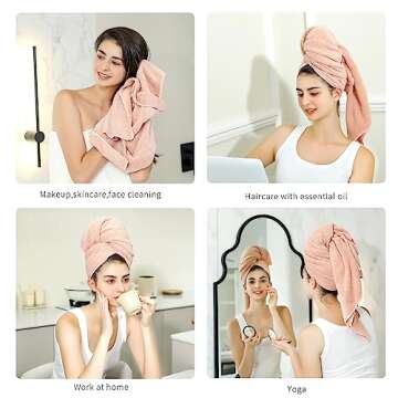 Laojbaba Microfiber Hair Towel Quick Dry Hair Towel Hair Drying Towels Suitable for All Kinds of Hair Ultra Absorbent Long and Thick Hair 20X40inch Lotus Root Pink (1pcs)