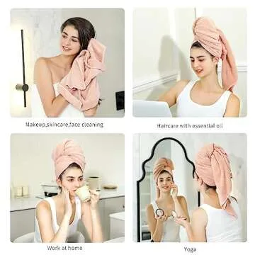 Laojbaba Microfiber Hair Towel Quick Dry Hair Towel Hair Drying Towels Suitable for All Kinds of Hair Ultra Absorbent Long and Thick Hair 20X40inch Lotus Root Pink (1pcs)
