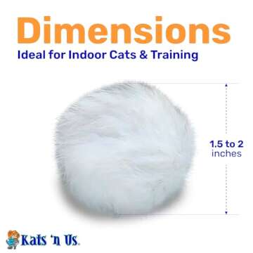 Kats'N Us Real Rabbit Fur Cat Ball Toy - Interactive Pom Pom, Plush, and Puff Balls for Indoor Cats and Kittens - Natural Color Cat Toy Balls - 5 Pack (White, 1.5-2 inch)