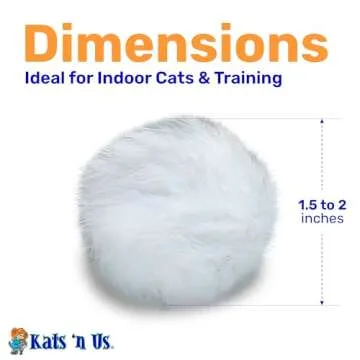 Kats'N Us Real Rabbit Fur Cat Ball Toy - Interactive Pom Pom, Plush, and Puff Balls for Indoor Cats and Kittens - Natural Color Cat Toy Balls - 5 Pack (White, 1.5-2 inch)