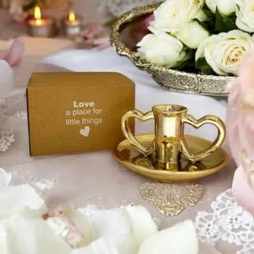 Heart Shaped Candle Holder - Elegant Gold Design Gift