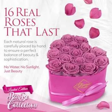 GLAMOUR BOUTIQUE 16 Flower Forever Heart Shape Box - Preserved Roses Gift for Her, Preserved Flowers...