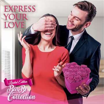 GLAMOUR BOUTIQUE 16 Flower Forever Heart Shape Box - Preserved Roses Gift for Her, Preserved Flowers, Velvet Pink