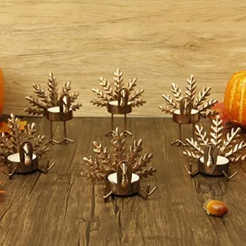 SAND MINE Turkey Tea Light Holders for Thanksgiving Decor
