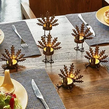 SAND MINE Turkey Tea Light Holders for Thanksgiving Decor