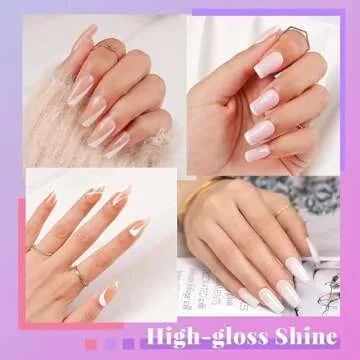 Beetles Gel Nail Polish Kit with U V LED Light 48W,6 Colors Jelly Milky White Sheer Pink Nude Gel Polish Starter Kit Manicure,Soak Off U V Gel Nail Polish Set Salon DIY Valentine's Day Gifts for Girl