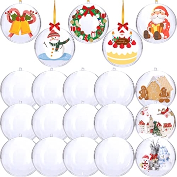 20 Pcs Clear Plastic Fillable Ornament,Transparent Plastic Craft Ornament Balls,DIY Craft Ball for C...