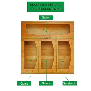 CRAKTH Bamboo Ziplock Bag Organizer for Efficient Storage