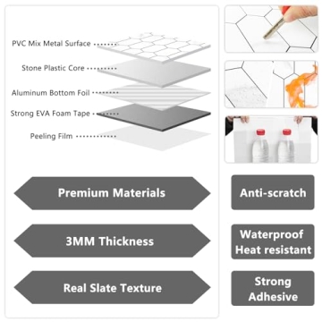 Vamos Tile Long Hexagon Peel and Stick Backsplash Tiles - 10 Sheets