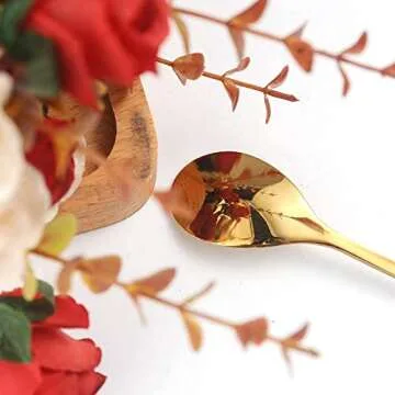 AnSaw Elegant Gold Leaf Teaspoons Perfect for Coffee