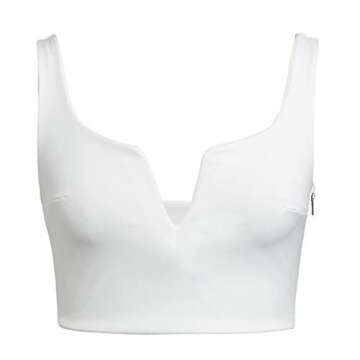 Susupeng Women Sexy Deep V Neck Sleeveless T Shirt Slim Crop Top Side Zip Casual Tank Tops (Medium, White)