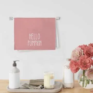 Yorhifa Hello Pumpkin Kitchen Towels Set of 2, Fall Hand Towel Tea Towels for Bathroom Decor, Autumn Harvest Kitchen Towels, Fall Towels Kitchen, Pink Pumpkin Kitchen Towles for Kitchen, 16x24inch