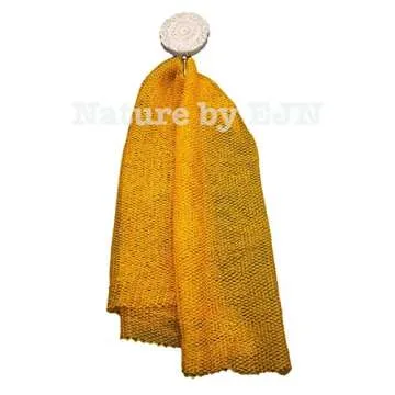 Nature by EJN - Net Bath Sponge, Customized N1 Weave, Long, Skin Exfoliation, African, Ghana, Porous, Stretches Horizontally to Approximately 49" (Yellow)