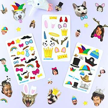 Instax Sticker Pack, Vinyl Scrapbooking Stickers, Hat Stickers, Moustache Stickers - 5 Packs, 15 Sti...