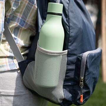 BJPKPK Insulated Water Bottles, 18 oz Stainless Steel Metal Water Bottle with Strap, BPA Free Leak Proof Thermos, Mugs, Flasks, Reusable Water Bottle for Sports & Travel, Macaron Green