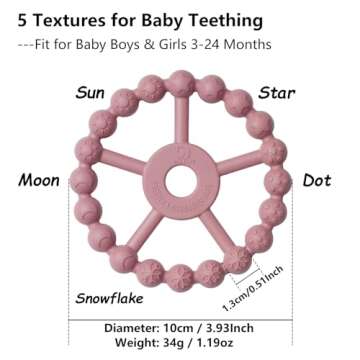 3 Pack Ring Teether Baby Infant Toys, Silicone Teething Ring Toys for Babies 0-6 Months, Seposeve Ba...