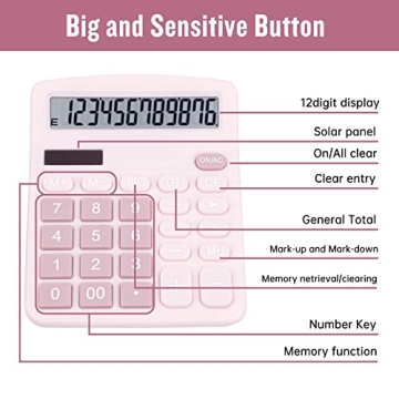 Cute & Functional Pink Desktop Calculator with Big Buttons