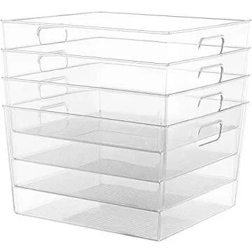 EAMAOTT Clear Stacking Storage Bins - BPA Free 4PC Set