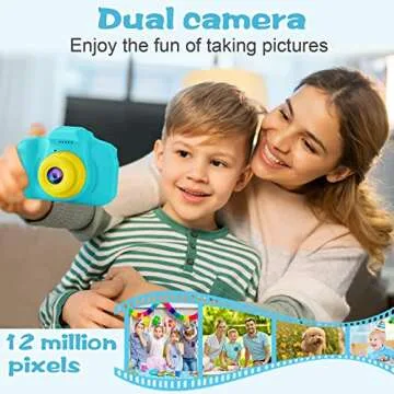 PROGRACE Kids Camera Boys Gift - Dual Selfie Mini Children Camera Age 3 4 5 6 7 8 9 Year Old Toddler Birthday Gifts for Boys Toy Kids Digital Camera Kids Video Camera Recorder Blue