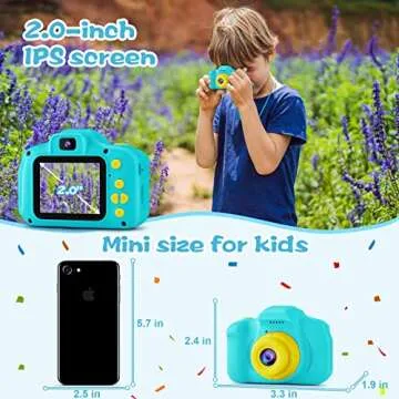 PROGRACE Kids Camera Boys Gift - Dual Selfie Mini Children Camera Age 3 4 5 6 7 8 9 Year Old Toddler Birthday Gifts for Boys Toy Kids Digital Camera Kids Video Camera Recorder Blue