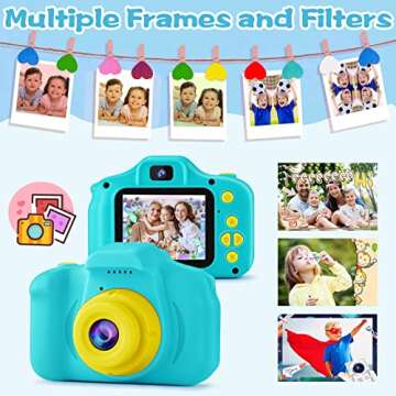 PROGRACE Kids Camera Boys Gift - Dual Selfie Mini Children Camera Age 3 4 5 6 7 8 9 Year Old Toddler Birthday Gifts for Boys Toy Kids Digital Camera Kids Video Camera Recorder Blue