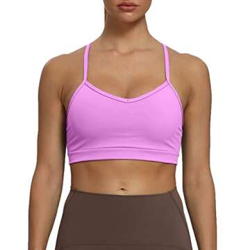 Aoxjox Women's Workout Sports Bras Fitness Backless Padded Amor Low Impact Bra Yoga Crop Tank Top (Lilac Purple, Small)