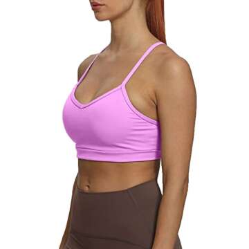 Aoxjox Women's Workout Sports Bras Fitness Backless Padded Amor Low Impact Bra Yoga Crop Tank Top (Lilac Purple, Small)