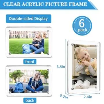 COIDEA 6 Packs Acrylic Fridge Magnetic Instax Frame, 2.36x3.54 Inch Polaroid Frame,Polaroid Magnet F...