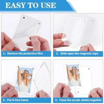 COIDEA 6 Packs Acrylic Fridge Magnetic Instax Frame, 2.36x3.54 Inch Polaroid Frame,Polaroid Magnet Frame for Refrigerator, Double Sided Mini Picture Frames