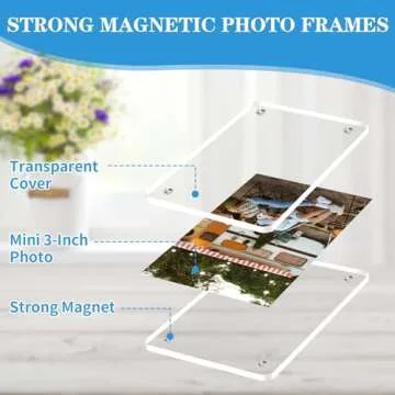 COIDEA 6 Packs Acrylic Fridge Magnetic Instax Frame, 2.36x3.54 Inch Polaroid Frame,Polaroid Magnet Frame for Refrigerator, Double Sided Mini Picture Frames