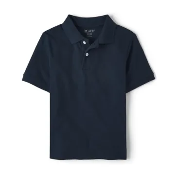 Children's Place Boys Short Sleeve Pique School Uniform Polo Shirt in Nautico - Size Small