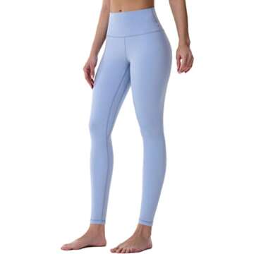 Sunzel Workout Leggings for Women, Squat Proof High Waisted Yoga Pants 4 Way Stretch, Buttery Soft 28" Inseam Light Blue Medium