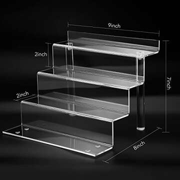 9 Inch Acrylic Shelf for Perfume Organizer, 4 Tier Funko POP Shelves, Cologne Organizer Tiered Riser...