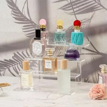 9 Inch Acrylic Shelf for Perfume Organizer, 4 Tier Funko POP Shelves, Cologne Organizer Tiered Riser Display Stand, Acrylic Display for Decoration and Organizer