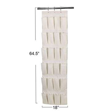 Household Essentials Over The Door 24 Packet Shoe Storage Organizer, Natural Canvas
