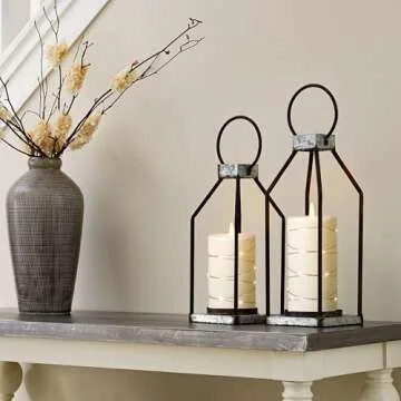 Da by Flameless Candle with Recessed Star String Light, Dynamic Flame Candle Battery-Powered Candle with Timer and Remote Control - Set of 3