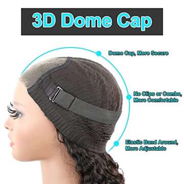 BLY Curly Glueless Wear and Go Pre Cut Lace Front Wigs Human Hair Pre Plucked Ready to Wear Wig for Women Afro Kinky Curly Black Color Hair Wig with Elastic Band 28 Inch