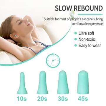 LYSIAN Ultra Soft Foam Earplugs for Sleep - 38dB Sleeping Ear Plugs Noise Cancelling, Reduction, Soud Proof, Work, Travel and Shooting Range -60 Pairs Value Pack(Water Blue)