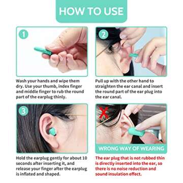 LYSIAN Ultra Soft Foam Earplugs for Sleep - 38dB Sleeping Ear Plugs Noise Cancelling, Reduction, Soud Proof, Work, Travel and Shooting Range -60 Pairs Value Pack(Water Blue)