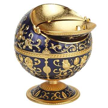 Windproof Ashtray with Lids Metal Portable Cigarette Ashtray for Outdoors and Indoors Use, Hand Stam...