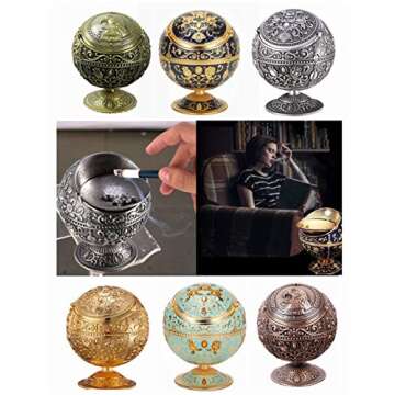 Windproof Ashtray with Lids Metal Portable Cigarette Ashtray for Outdoors and Indoors Use, Hand Stamped Pattern Nice Gift for Men and Women (Navy Blue)