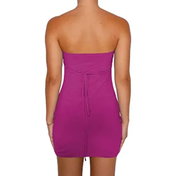 ROAONOCOMO Women Summer Off Shoulder Tube Mini Dress