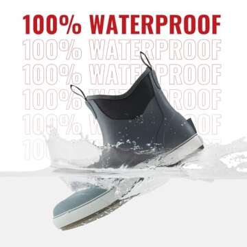 Piscifun Men’ s Deck Boots, Waterproof Fishing Rain Boots, Anti-Slip Rubber Boots with Breathable ...