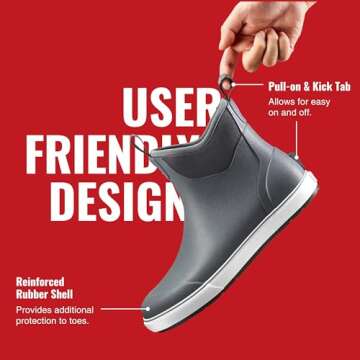 Piscifun Men’ s Deck Boots, Waterproof Fishing Rain Boots, Anti-Slip Rubber Boots with Breathable Neoprene Lining, Grey,7